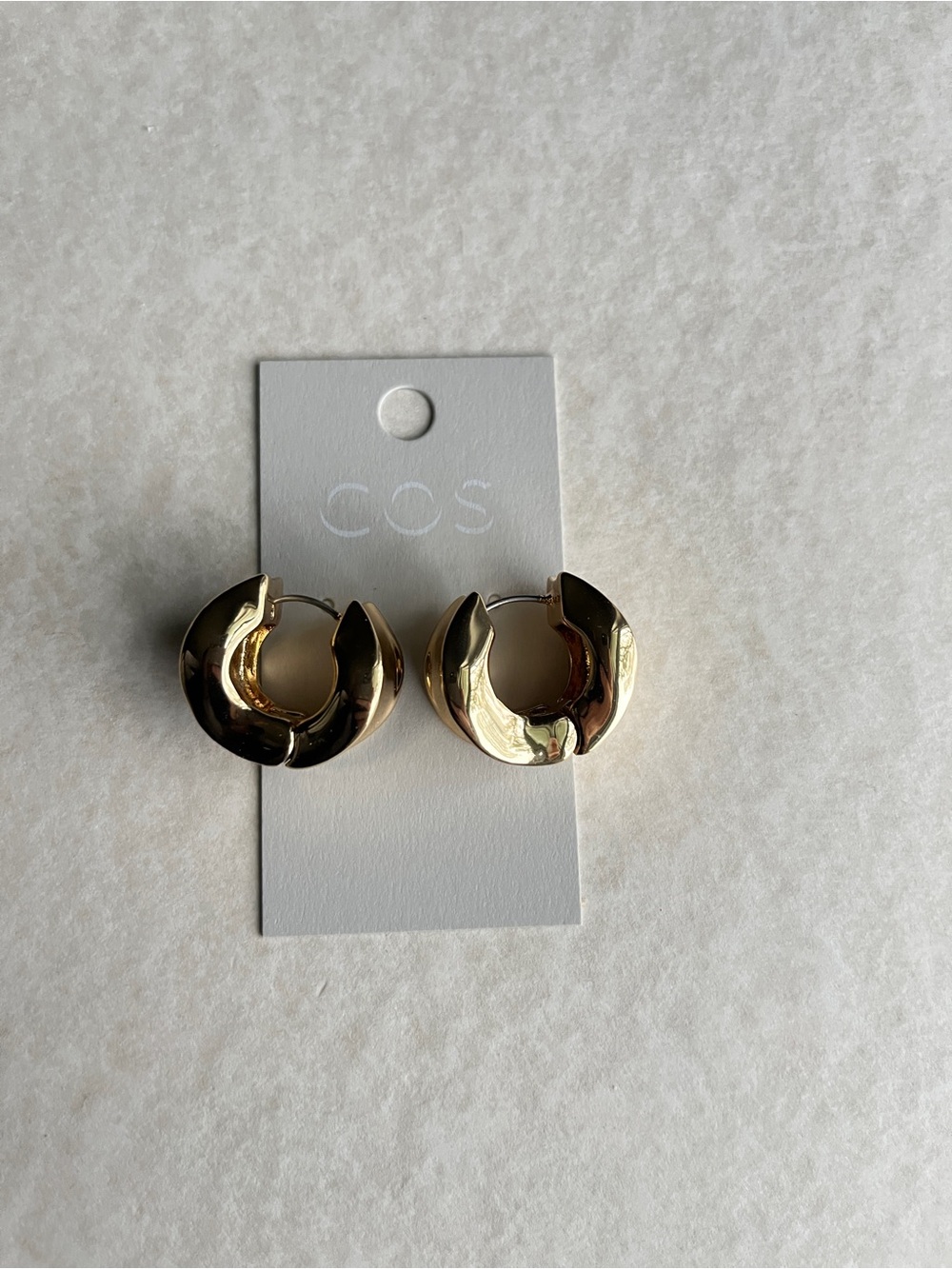 COS Polished Gold Sculptural Hoop Earrings
